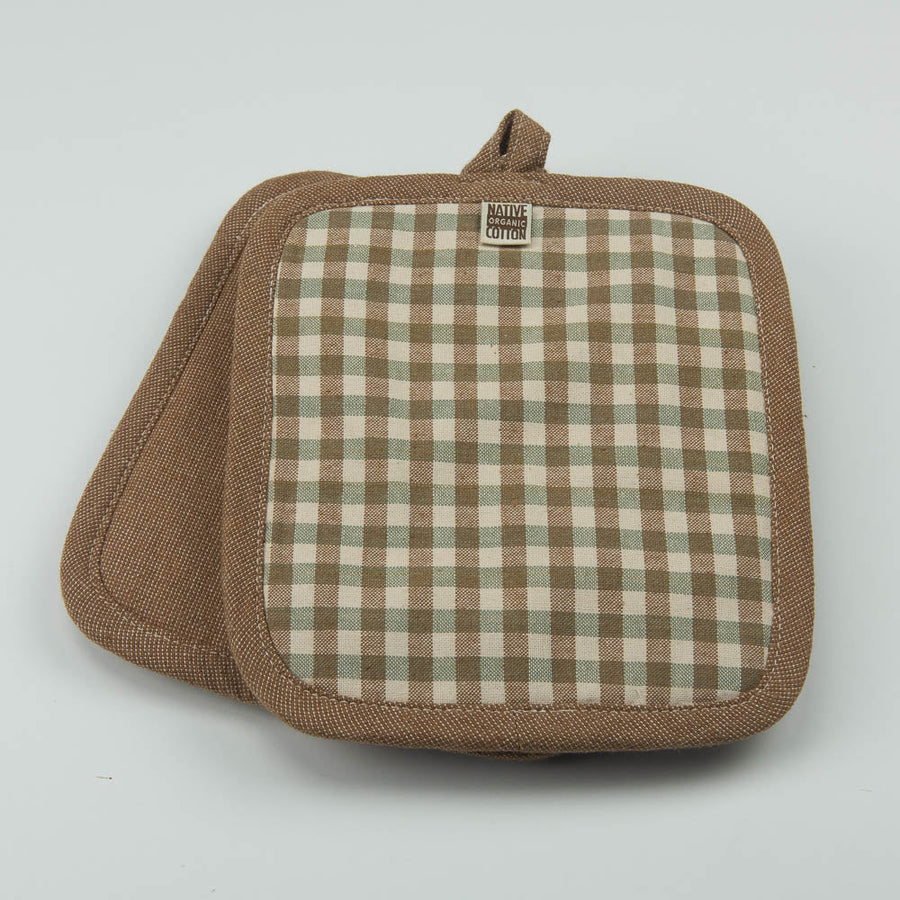 Kitchen Pot Holders - Gingham Check - Set of 2