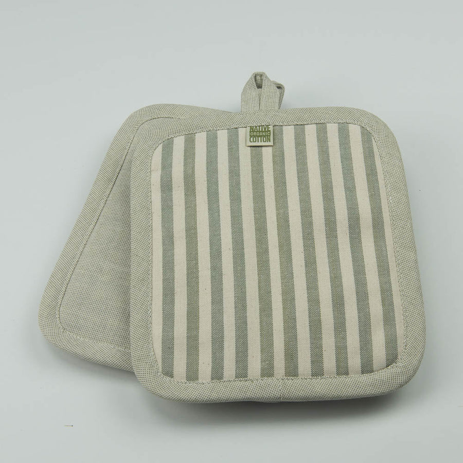 Kitchen Pot Holders - Ticking Stripe - Set of 2