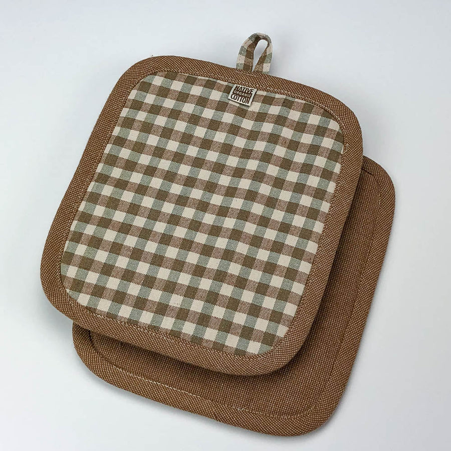 Kitchen Pot Holders - Gingham Check - Set of 2