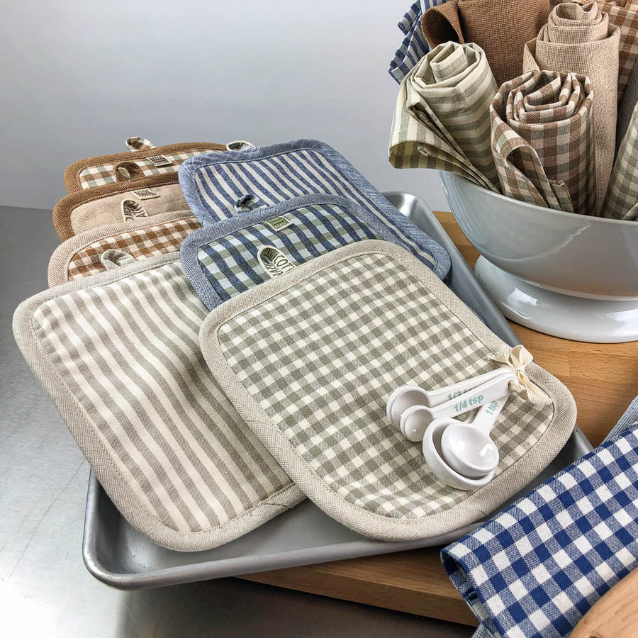 Kitchen Pot Holders - Gingham Check - Set of 2